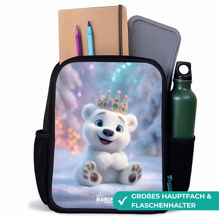 Kinderrucksack - Schwarz - Eisbär - Krone - Winter — 8