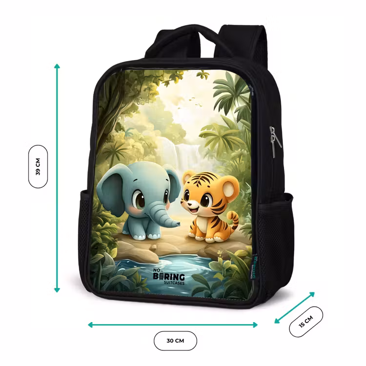 Kinderrucksack - Schwarz - Elefant - Tiger - Wald - Dschungel — 6