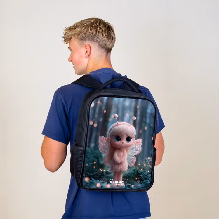 Kinderrucksack - Schwarz - Fee - Wald - Glitzer — 3