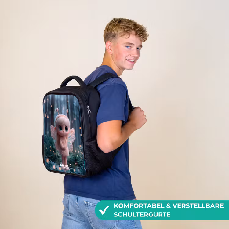 Kinderrucksack - Schwarz - Fee - Wald - Glitzer — 9