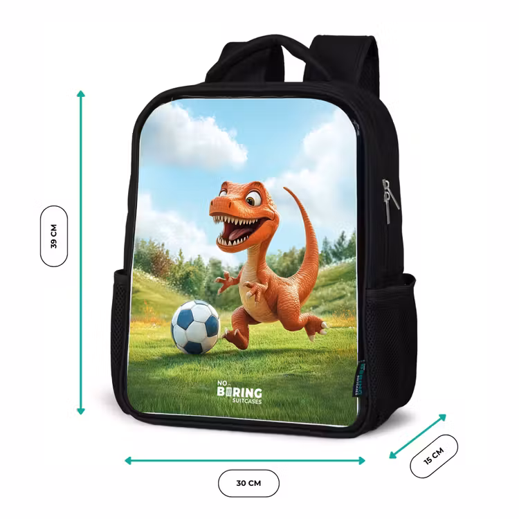 Kinderrucksack mit Namen - Schwarz - Fußball - Dino - Sport — 6