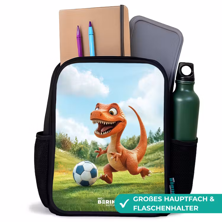 Kinderrucksack mit Namen - Schwarz - Fußball - Dino - Sport — 8