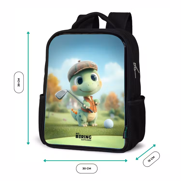 Kinderrucksack mit Namen - Schwarz - Golf - Dino - Grün — 6