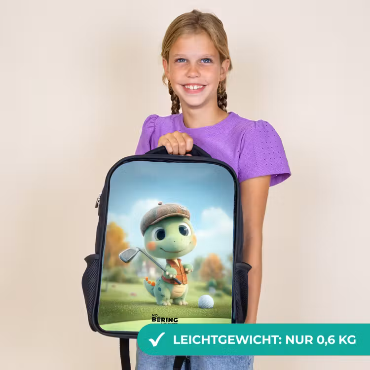 Kinderrucksack mit Namen - Schwarz - Golf - Dino - Grün — 7