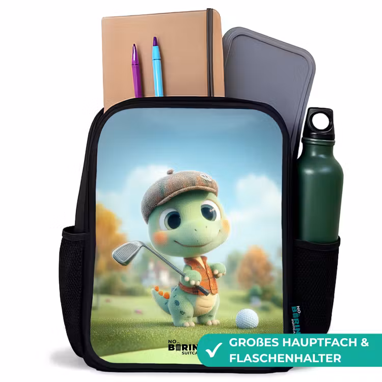 Kinderrucksack mit Namen - Schwarz - Golf - Dino - Grün — 8