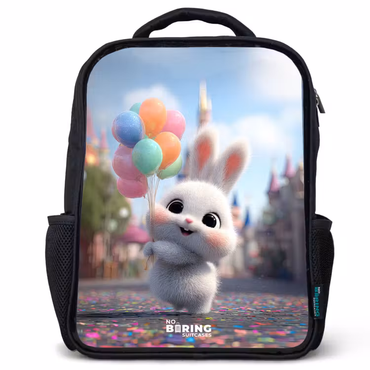 Kinderrucksack - Schwarz - Kaninchen - Luftballons — 1