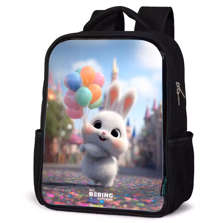 Kinderrucksack - Schwarz - Kaninchen - Luftballons — 4