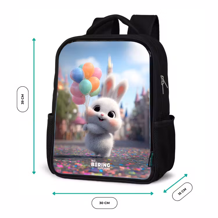 Kinderrucksack - Schwarz - Kaninchen - Luftballons — 6