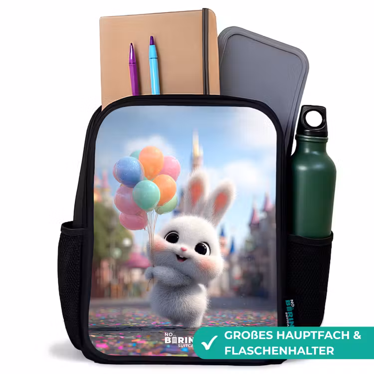 Kinderrucksack - Schwarz - Kaninchen - Luftballons — 8