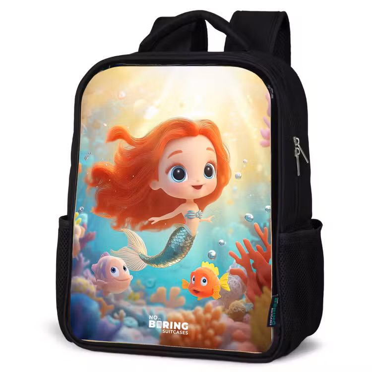 Kinderrucksack - Schwarz - Meerjungfrau - Fisch - Koralle — 4