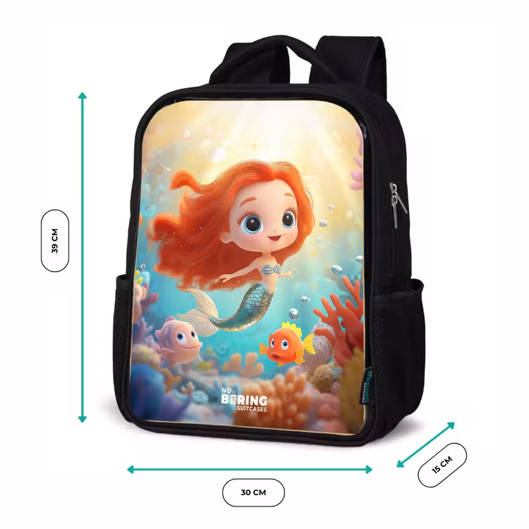 Kinderrucksack - Schwarz - Meerjungfrau - Fisch - Koralle — 6