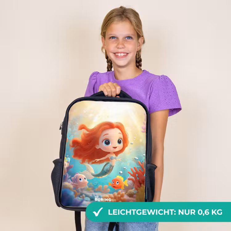 Kinderrucksack - Schwarz - Meerjungfrau - Fisch - Koralle — 7