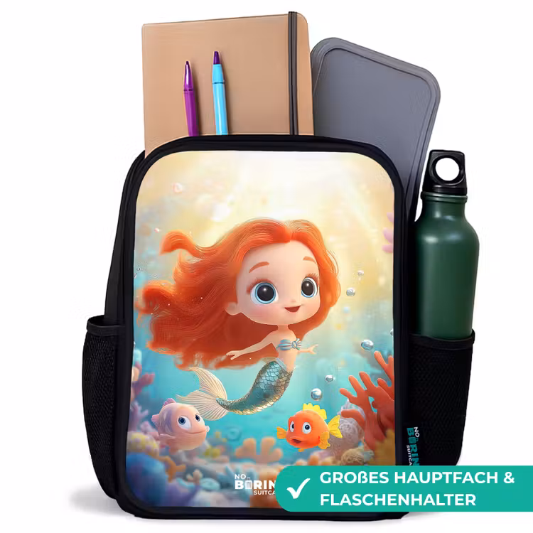 Kinderrucksack - Schwarz - Meerjungfrau - Fisch - Koralle — 8