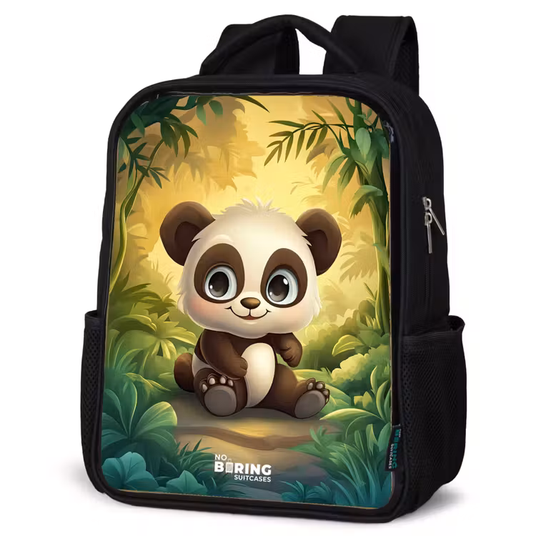Kinderrucksack - Schwarz - Panda - Bambuswald - Grün — 4