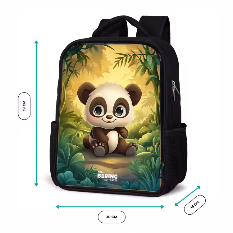 Kinderrucksack - Schwarz - Panda - Bambuswald - Grün — 6