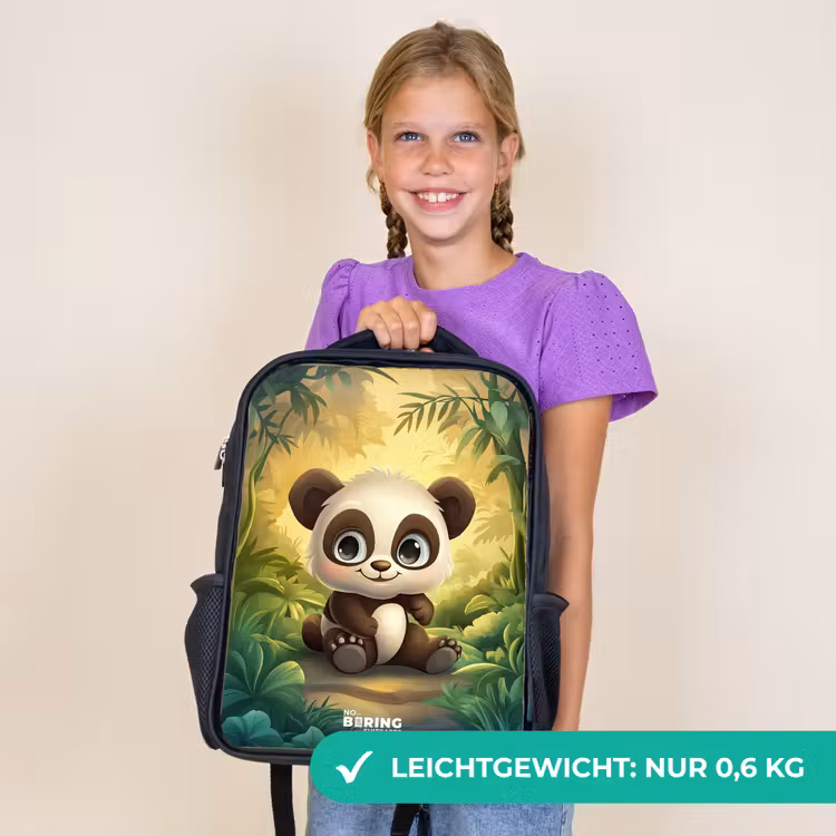 Kinderrucksack - Schwarz - Panda - Bambuswald - Grün — 7