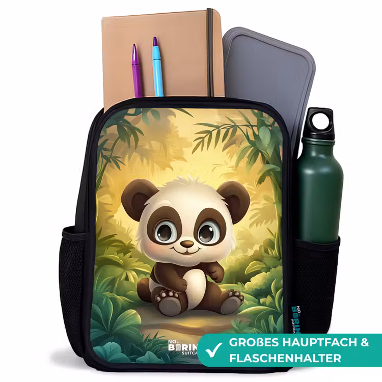 Kinderrucksack - Schwarz - Panda - Bambuswald - Grün — 8