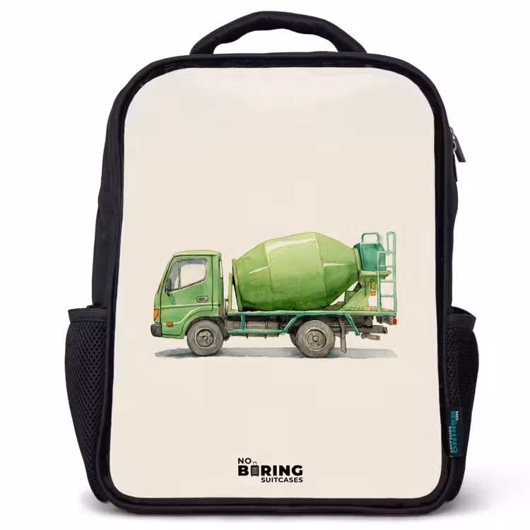 Kinderrucksack - Schwarz - Betonmischer - Unterzeichnet - Grün — 1
