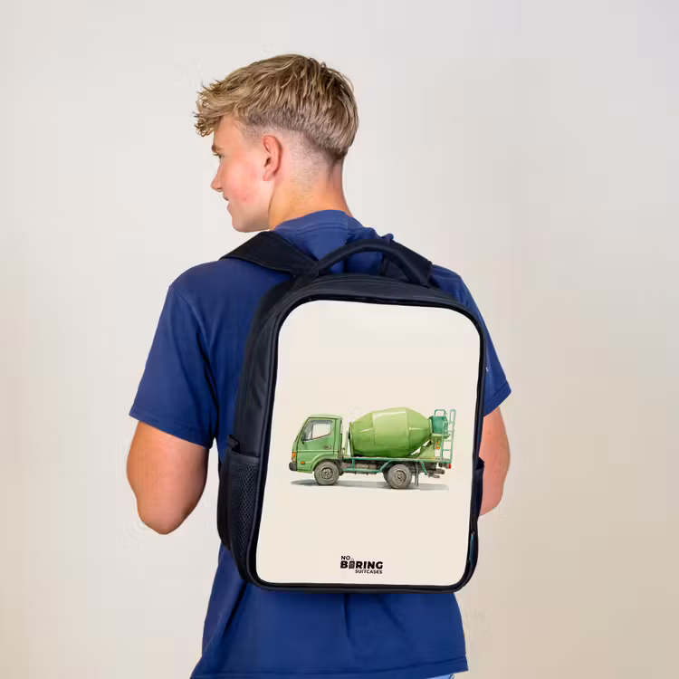 Kinderrucksack - Schwarz - Betonmischer - Unterzeichnet - Grün — 3