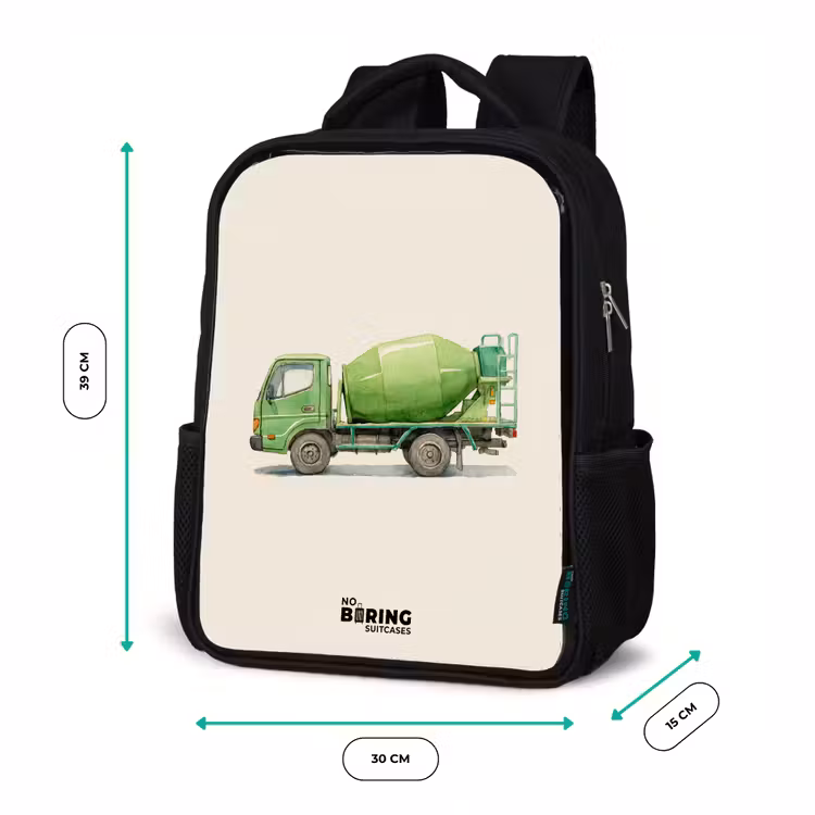 Kinderrucksack - Schwarz - Betonmischer - Unterzeichnet - Grün — 6