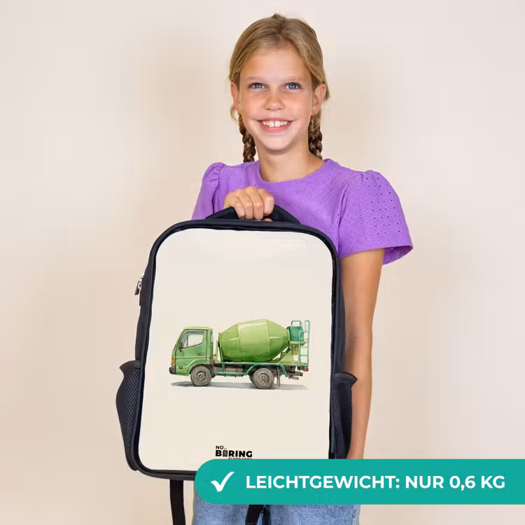 Kinderrucksack - Schwarz - Betonmischer - Unterzeichnet - Grün — 7