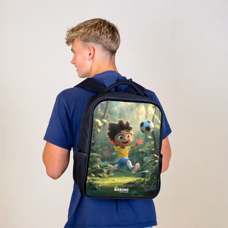 Kinderrucksack - Schwarz - Fußball - Junge - Wald — 3
