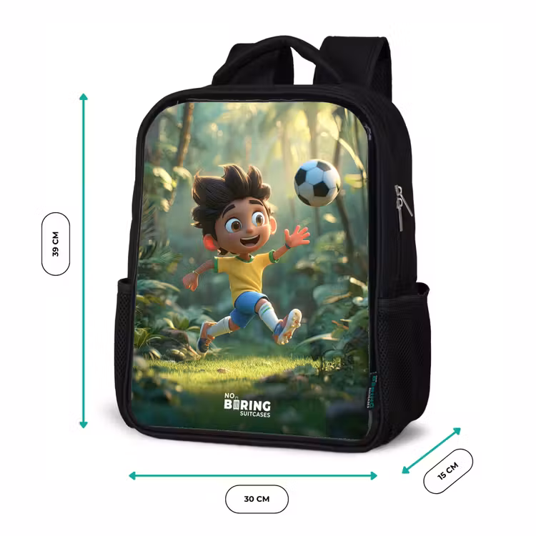 Kinderrucksack - Schwarz - Fußball - Junge - Wald — 6