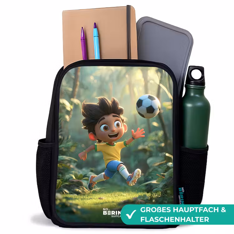 Kinderrucksack - Schwarz - Fußball - Junge - Wald — 8