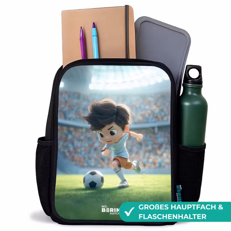 Kinderrucksack - Schwarz - Junge - Fußball - Stadion - Sonnenlicht — 8