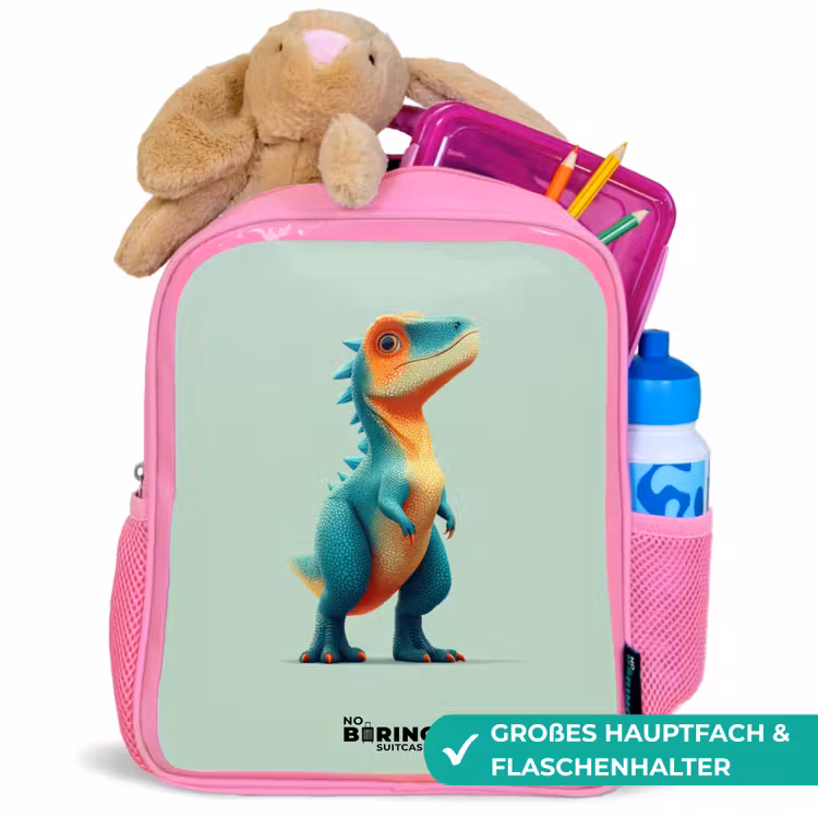 Kinderrucksack - Rosa - Dino - Tier - Grün - Orange — 3