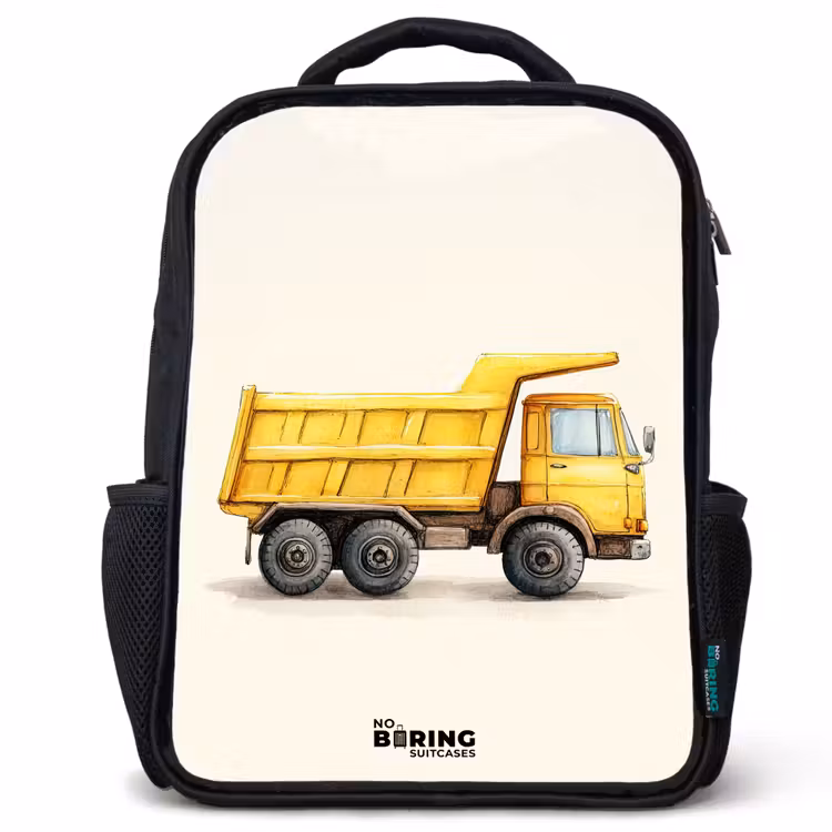 Kinderrucksack - Schwarz - Muldenkipper - Signiert - Gelb — 1