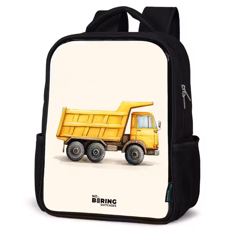 Kinderrucksack - Schwarz - Muldenkipper - Signiert - Gelb — 4