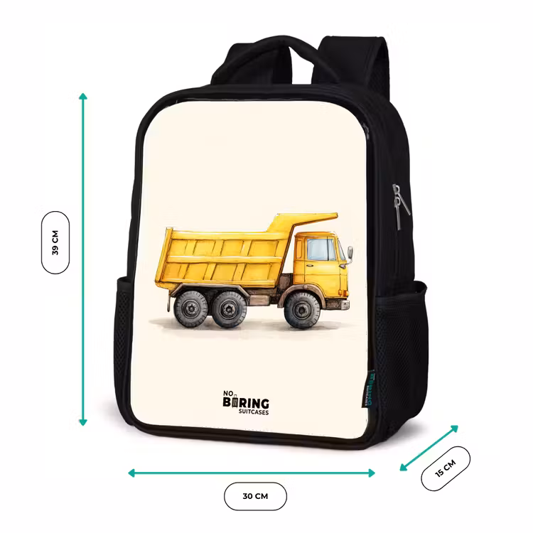 Kinderrucksack - Schwarz - Muldenkipper - Signiert - Gelb — 6