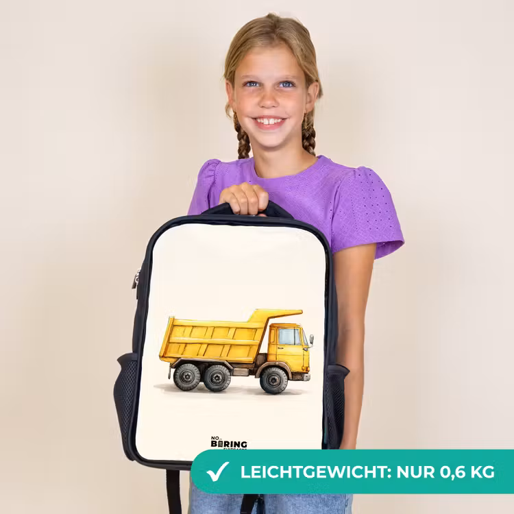 Kinderrucksack - Schwarz - Muldenkipper - Signiert - Gelb — 7
