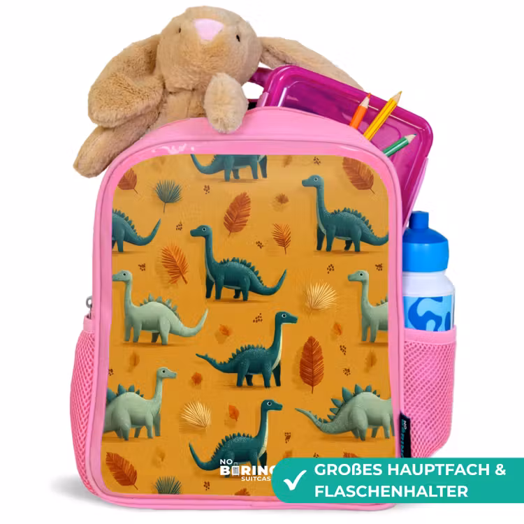 Kinderrucksack - Rosa - Dino - Tiere - Muster — 3