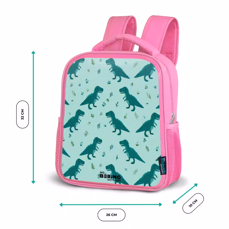 Kinderrucksack - Rosa - Dinos - Muster - Grün — 2