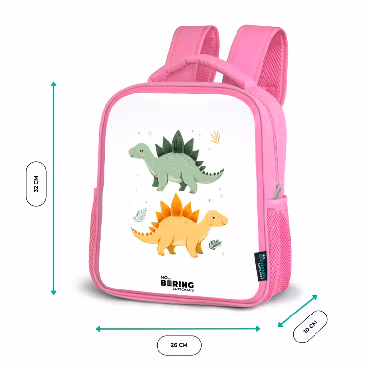 Kinderrucksack - Rosa - Dinos - Tiere - Grün - Orange — 2