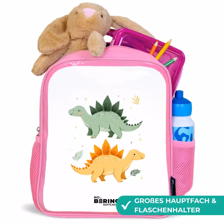 Kinderrucksack - Rosa - Dinos - Tiere - Grün - Orange — 3