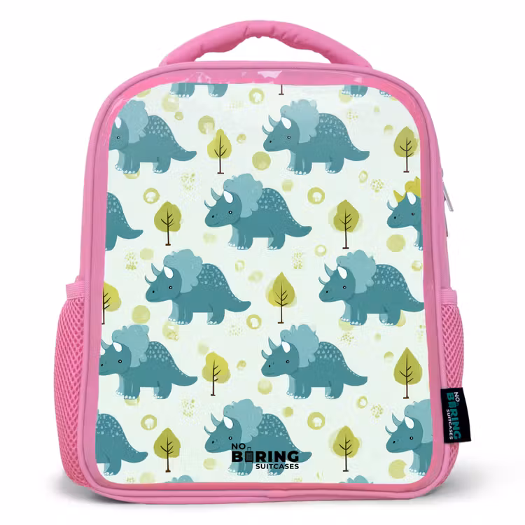 Kinderrucksack - Rosa - Dinosaurier - Muster - Natur — 1