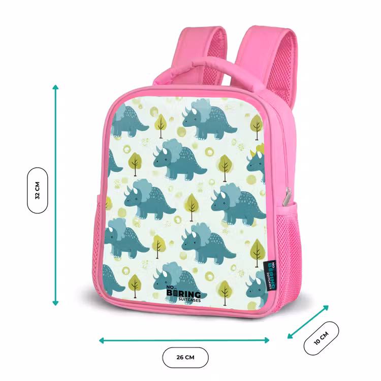 Kinderrucksack - Rosa - Dinosaurier - Muster - Natur — 2