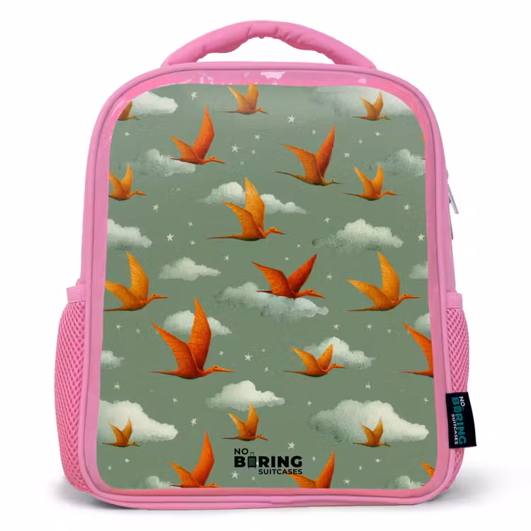 Kinderrucksack - Rosa - Muster - Dino - Flugsaurier — 1