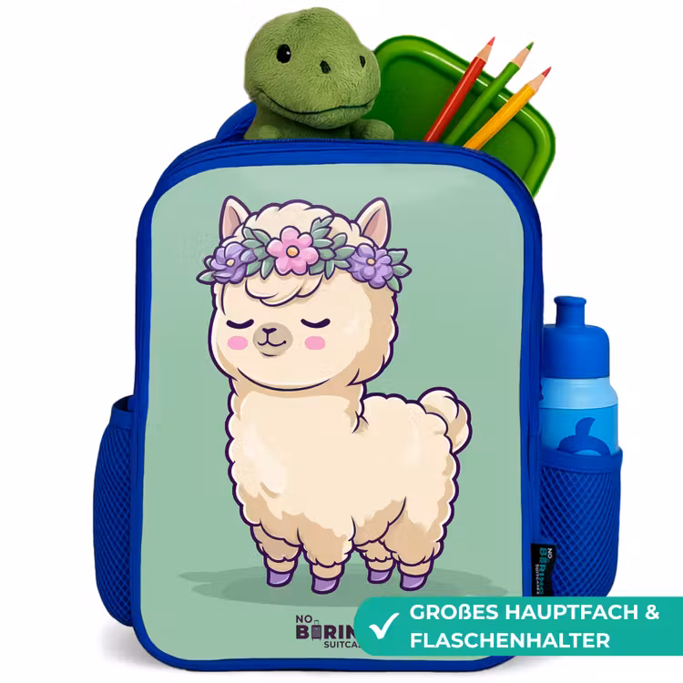 Kinderrucksack - Blau - Kawai - Alpaka - Grün — 3