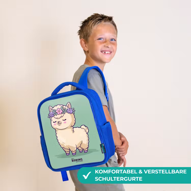 Kinderrucksack - Blau - Kawai - Alpaka - Grün — 5