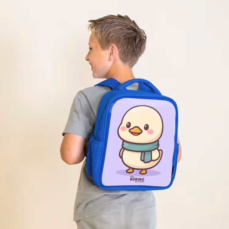 Kinderrucksack - Blau - Kawai - Ente - Halstuch — 2