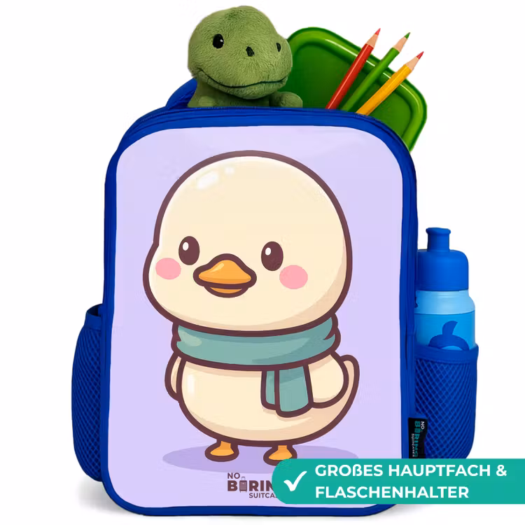 Kinderrucksack - Blau - Kawai - Ente - Halstuch — 3