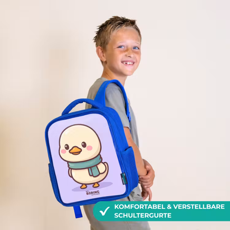Kinderrucksack - Blau - Kawai - Ente - Halstuch — 5