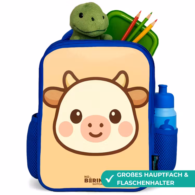 Kinderrucksack - Blau - Kawai - Kuh - Braun — 3