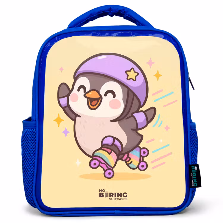 Kinderrucksack - Blau - Kawai - Pinguin - Schlittschuhe — 1