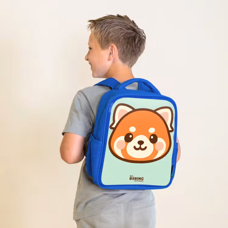 Kinderrucksack - Blau - Kawai - Roter Panda - Grün — 2