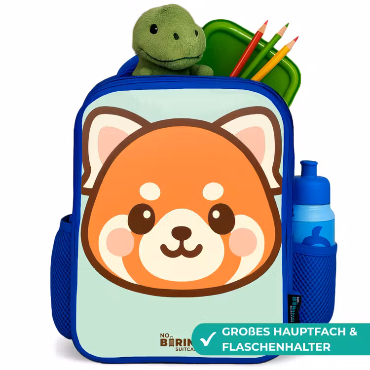 Kinderrucksack - Blau - Kawai - Roter Panda - Grün — 3